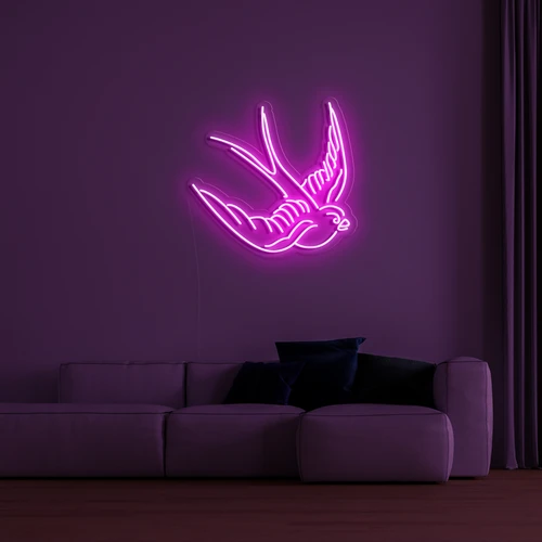 Neonowe logo 3D LED na ścianie - gołąb