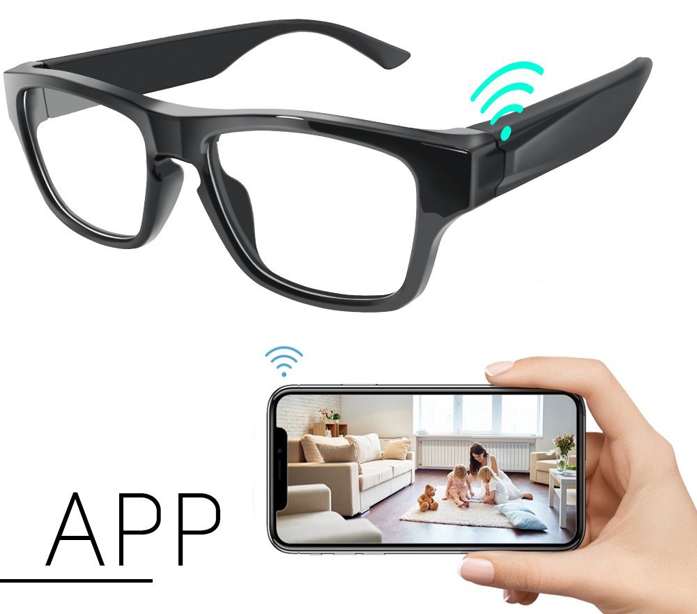 okulary szpiegowskie z kamerą HD przesyłają strumieniowo sygnał Wi-Fi przez telefon komórkowy