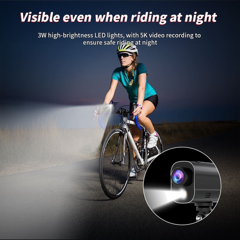 Kamera akcji do roweru z oświetleniem LED Wi-Fi