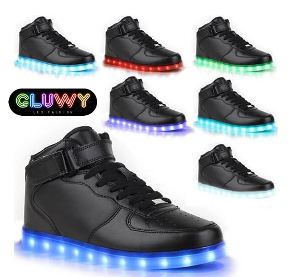 LED świeci czarne buty trampki