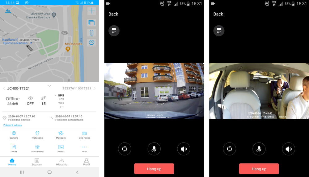 app profio x5 kamera samochodowa z GPS i transmisją na żywo