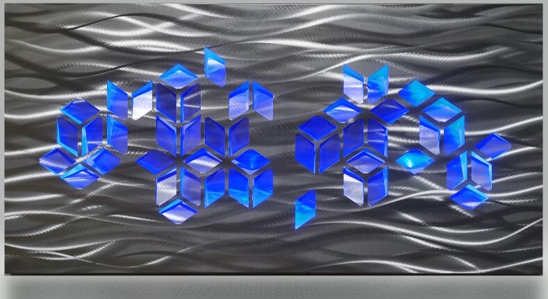 METAL abstrakcyjne malowidła ścienne w kształcie 3d - podświetlane diody LED
