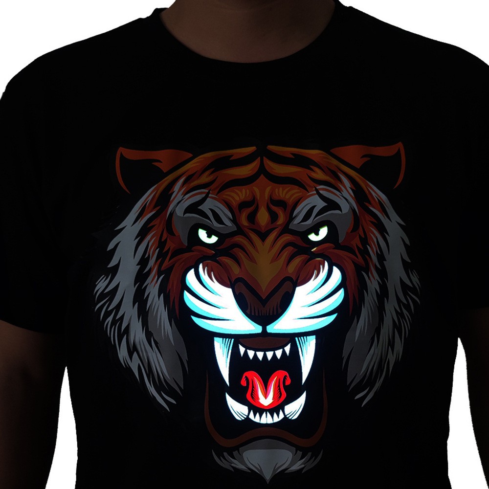 T-shirt Tygrys z migającym oświetleniem LED