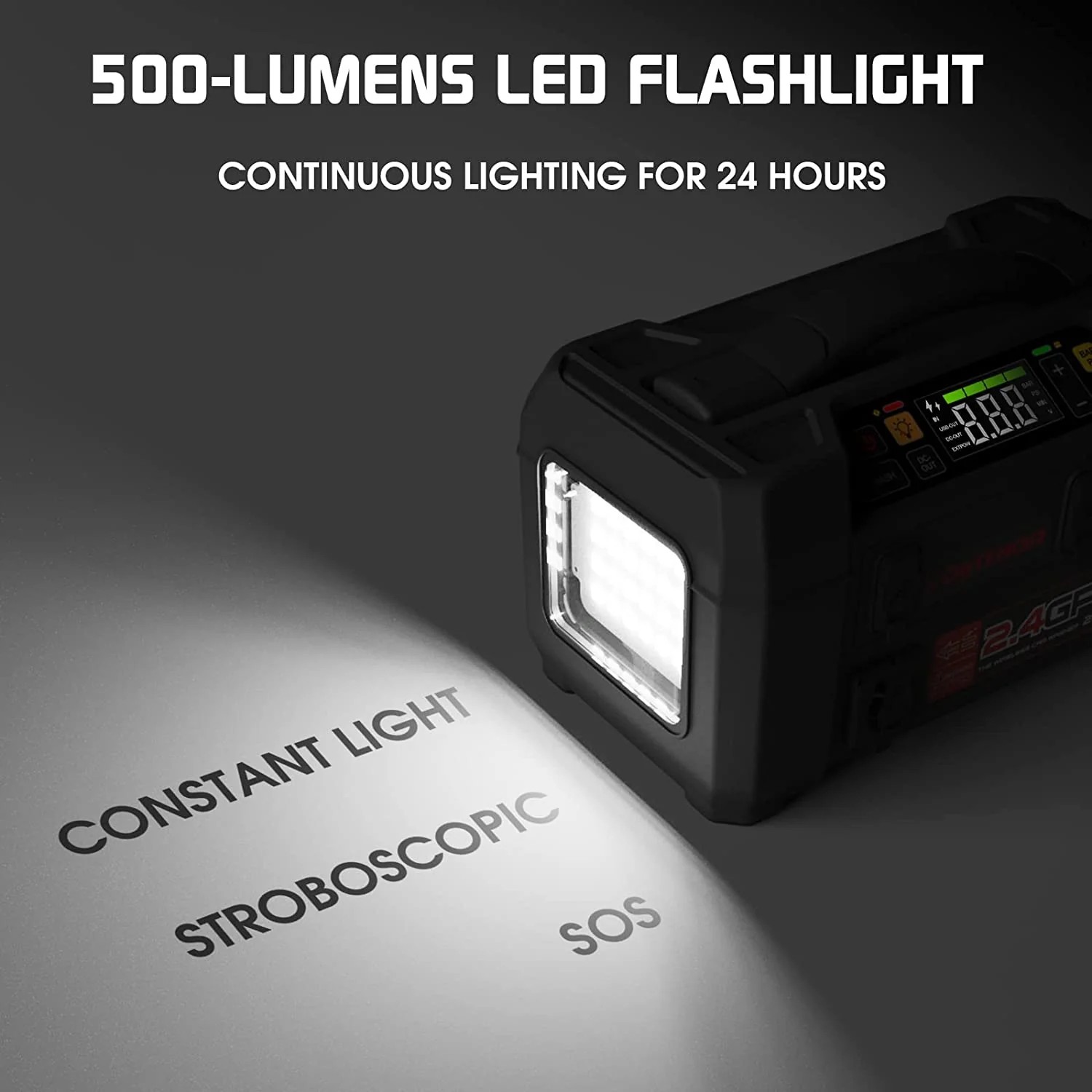 Rozrusznik samochodowy Latarka LED 500 lumenów + kompresor i power bank