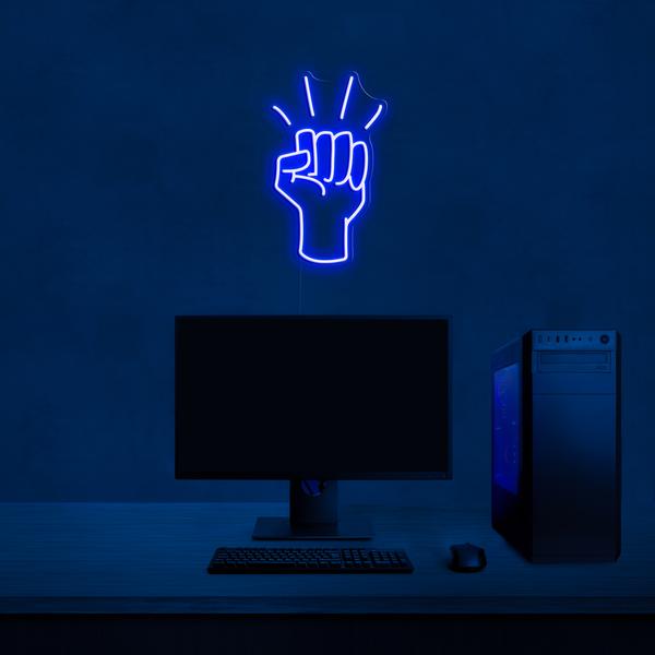 Znak LED na ścianę neon 3D - Pięść o wymiarach 50 cm