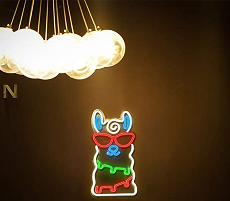 świetliste logo neonowej ściany lamy