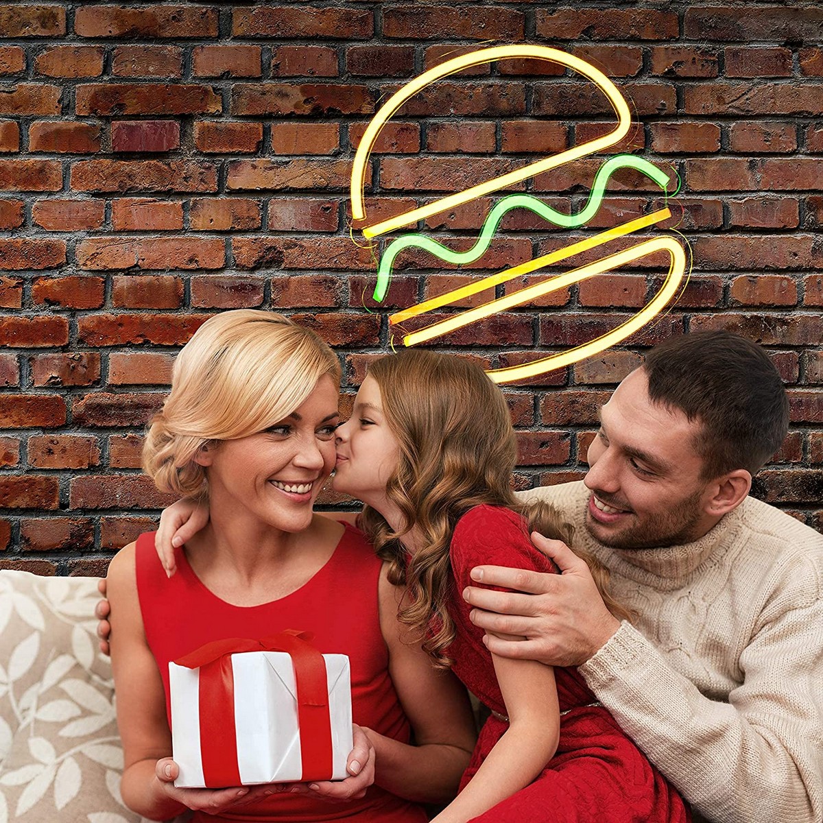 hamburger led świecące neonowe logo