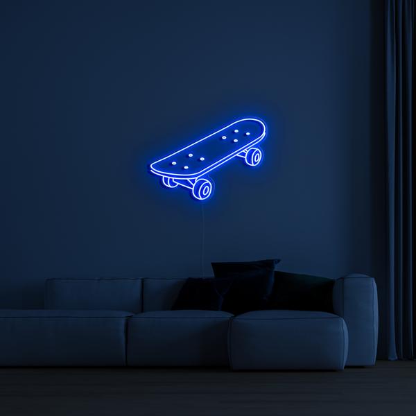 3D świecący neon LED na ścianie - deskorolka