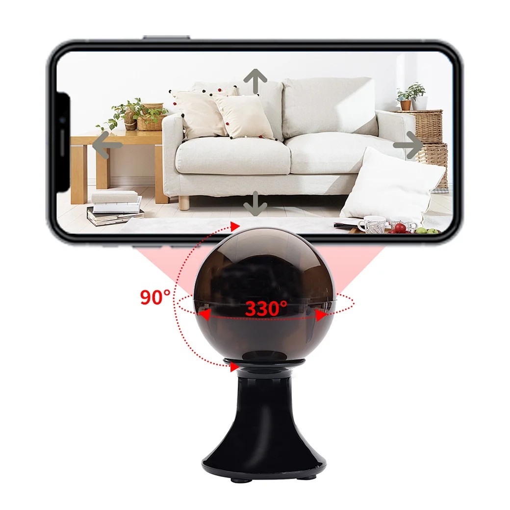 czarną okrągłą kamerę szpiegowską ukrytą w domu można oglądać zdalnie za pomocą telefonu komórkowego