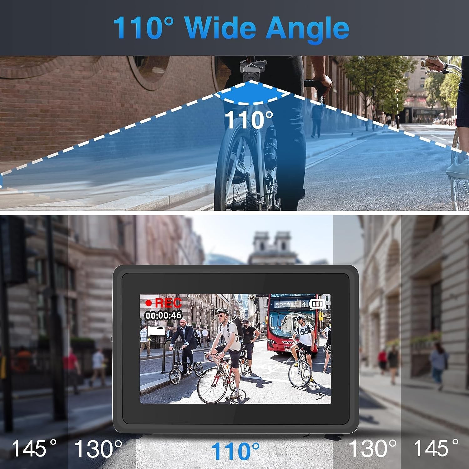 kamera rowerowa kąt widzenia 110 stopni + monitor