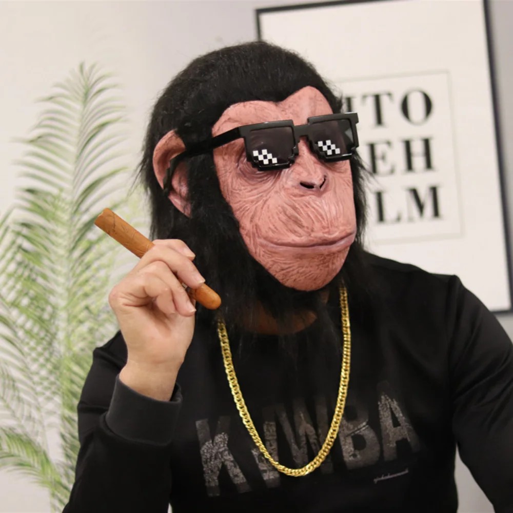 maska szympansa małpa twarz silikonowa lateksowa maska na głowę