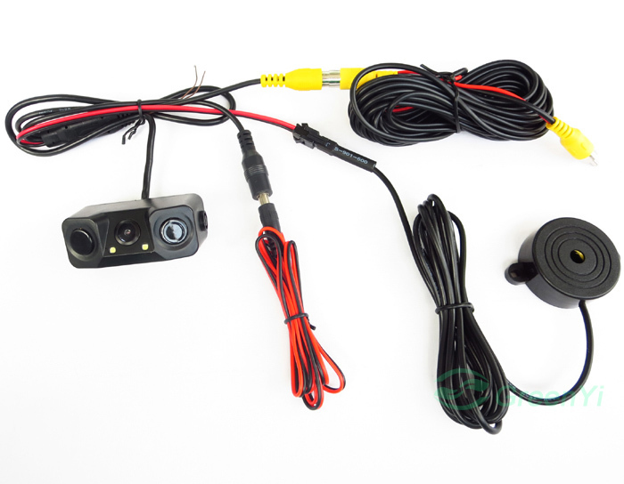 3-w-1 kamera cofania z czujnikami parkowania i 2 LED