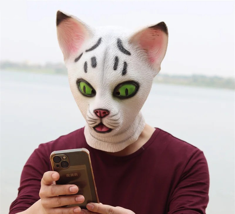 Maska dla kota na twarz, głowa, lateks silikonowy