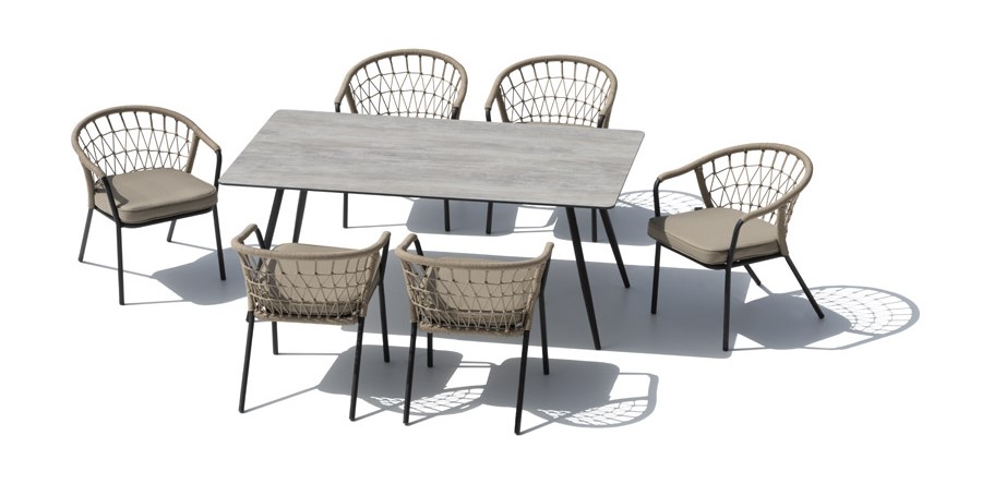 Luksusowy zestaw do siedzenia w ogrodzie - stół jadalniany z krzesłami