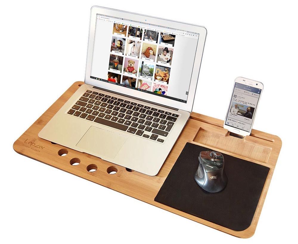 Drewniana podkładka pod laptopa do łóżka + podstawka pod telefon
