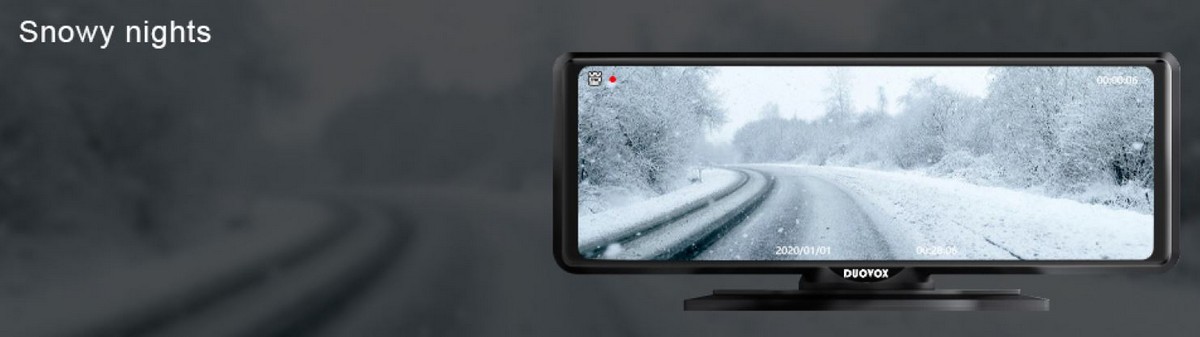 najlepsza kamera samochodowa duovox v9 - opady śniegu