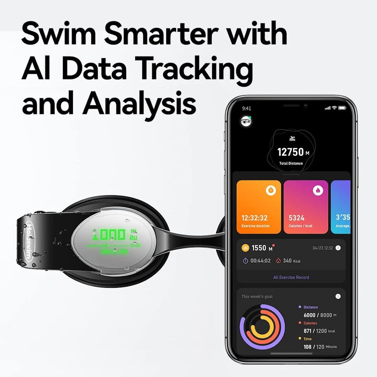 Inteligentne okulary pływackie Holo Swim z aplikacją na smartfony