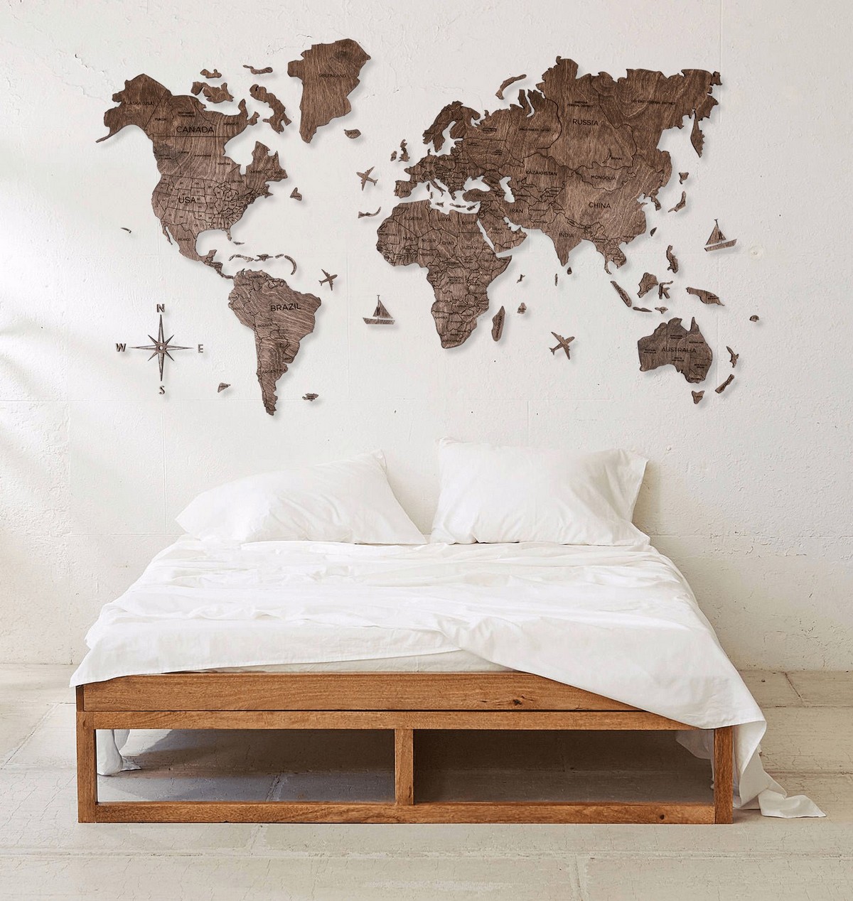Mapa świata na ścianie 200x120 cm