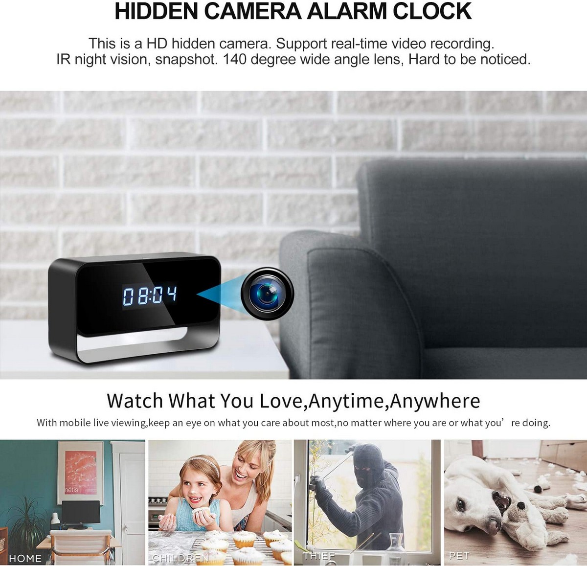 kamera wifi do mieszkania ukryta w budziku
