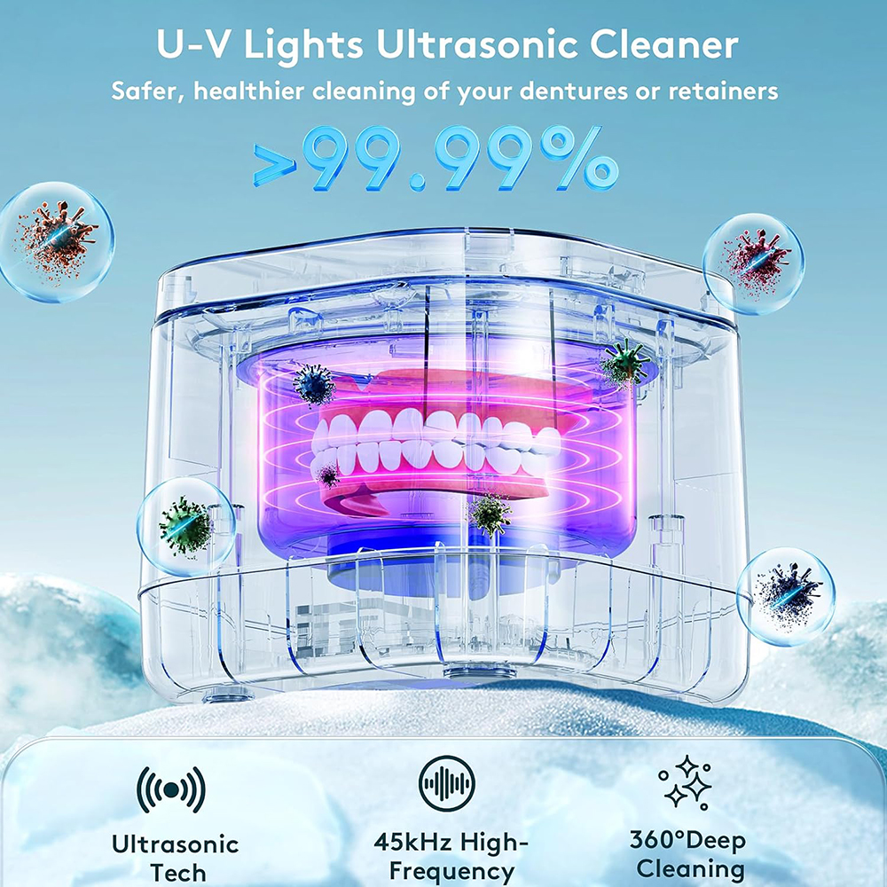 ultradźwiękowy środek do czyszczenia protez dentystycznych U-V 99,99% lekkie czyszczenie