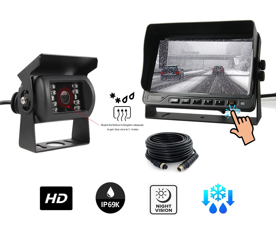 Zestaw kamer - tylna kamera samochodowa DEFROST HD + wodoodporny monitor 7".