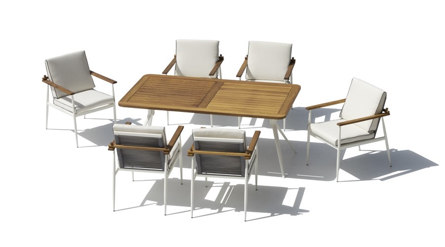 Zestaw stół i krzesła do jadalni - Drewniane luksusowe meble ogrodowe