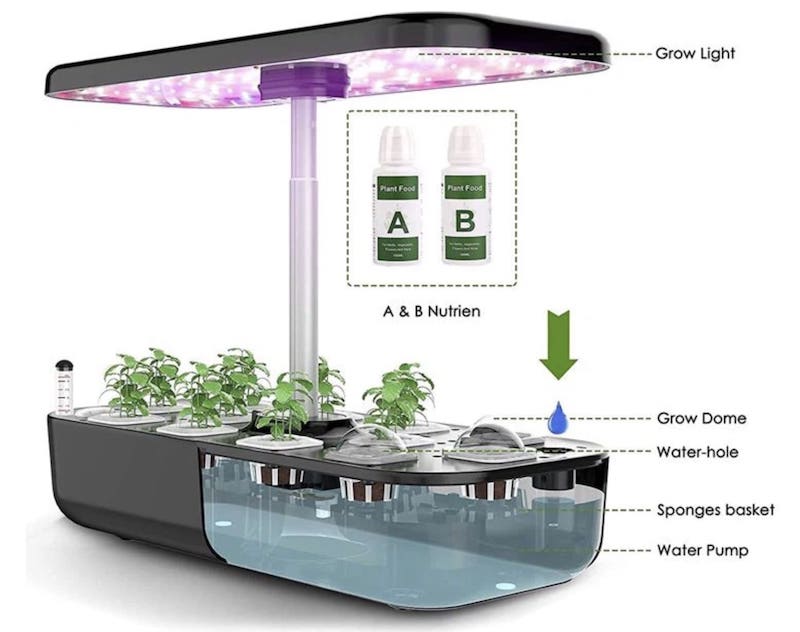 Lampa LED GROW (hydroponika) do uprawy roślin - Zestaw zawierający 12 kapsułek