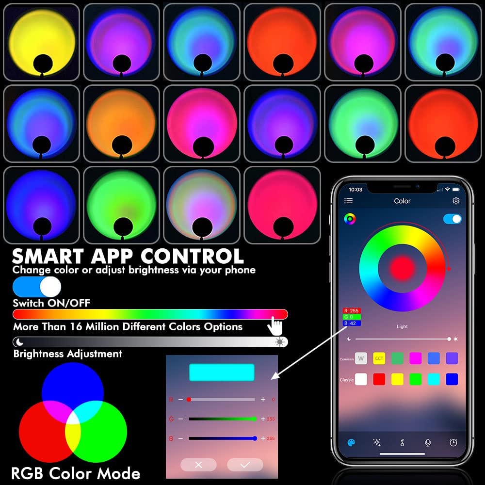 lampa wifi do smartfona z aplikacją mobilną sterowana kolorowo RGB