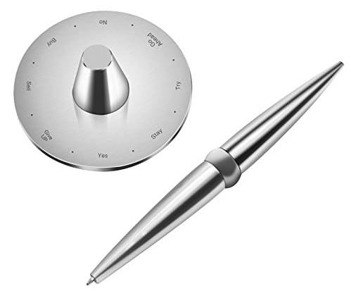 srebrny długopis ze stali nierdzewnej z magnetyczną podstawą