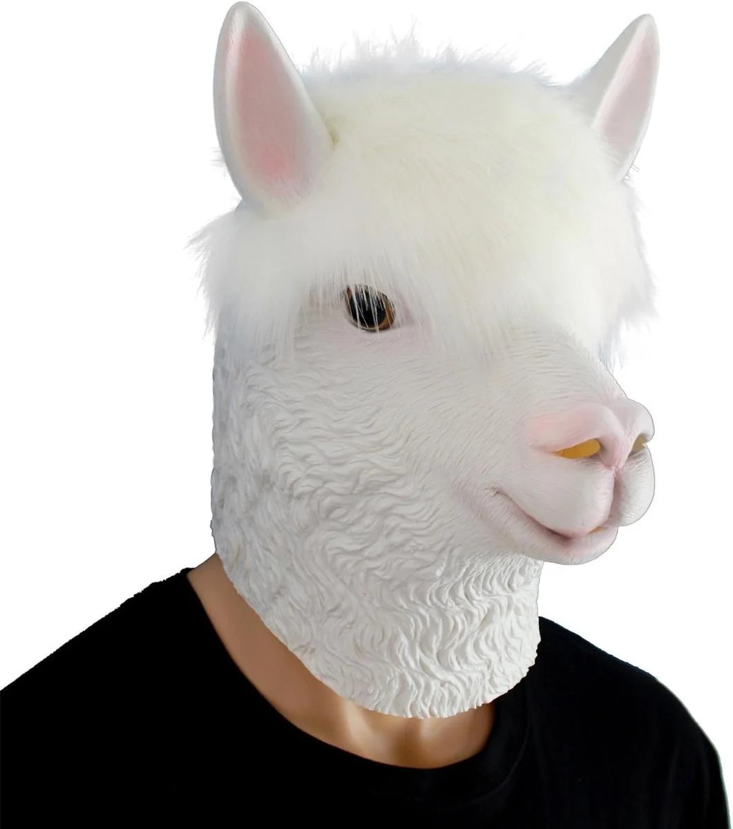 alpaca lama - maska ​​na twarz z lateksową główką silikonową