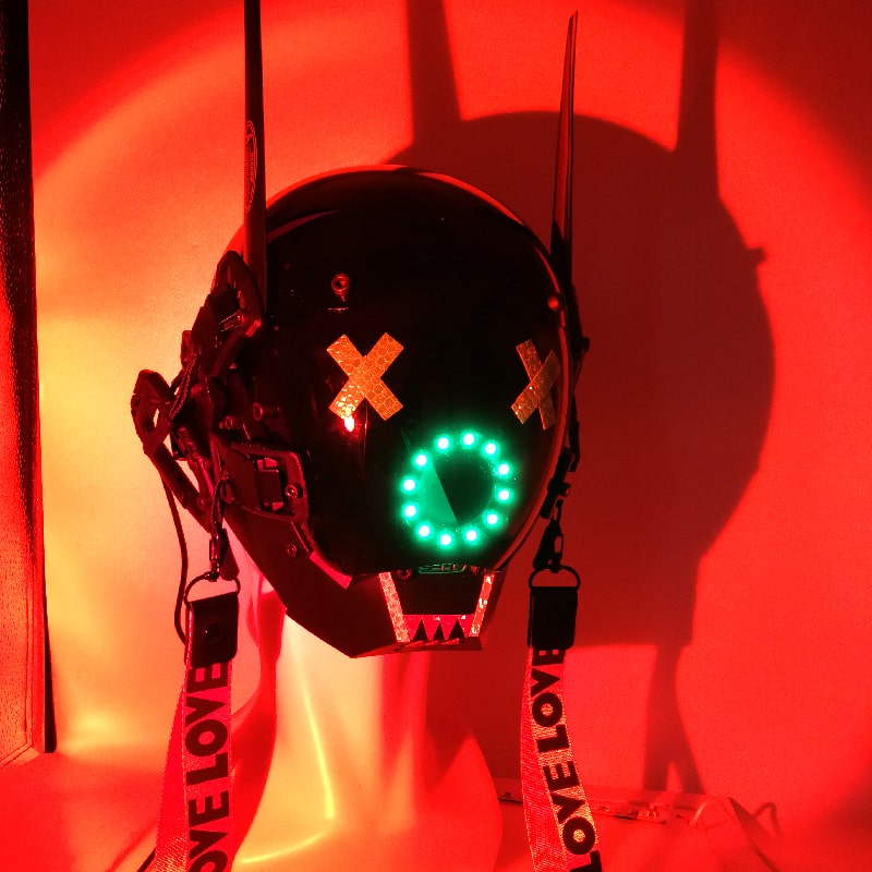 Świecący hełm z maską Cyberpunk LED
